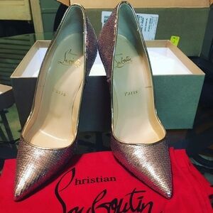 Size (US) 8, Christian Louboutin pink sequin So Kate Pump